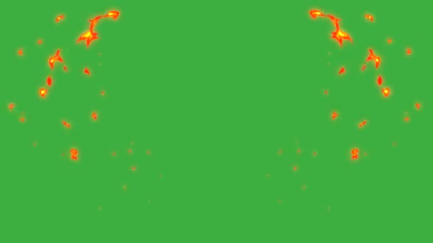 緑の画面背景にアニメーションループビデオ火災要素の効果 — ストック動画