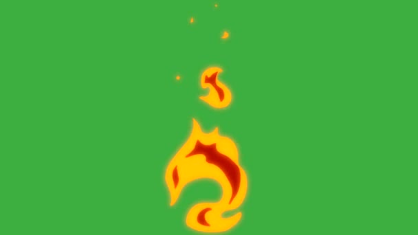 Animation boucle vidéo effet élément de feu sur fond d'écran vert 