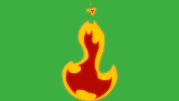 緑の画面背景にアニメーションループビデオ火災要素の効果 — ストック動画