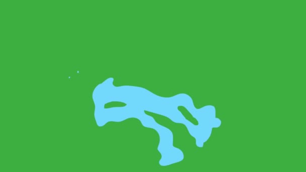 Анимированный Мультипликационный Эффект Жидкого Элемента Фоне Зеленого Экрана — стоковое видео