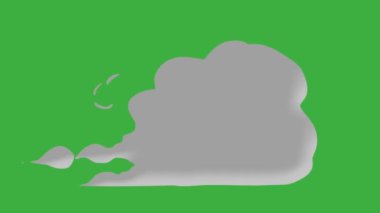 Yeşil ekran arka planında canlandırma döngüsü video duman elemanı çizgi film efekti 