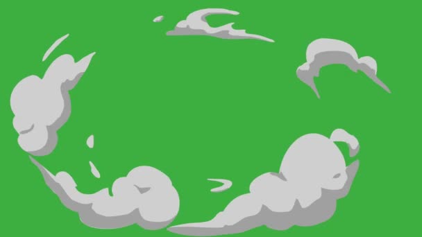 Анімаційна Петля Відео Дим Елемент Мультфільму Вплив Зелений Екран Фону — стокове відео