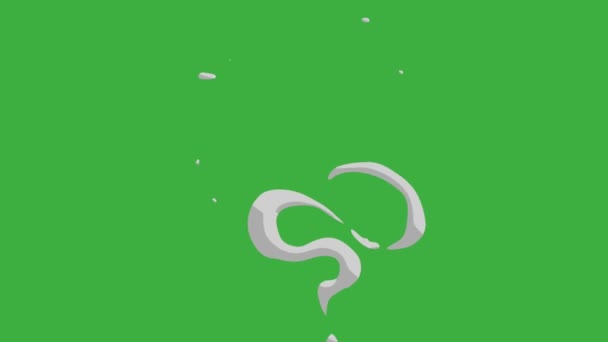 Animation boucle vidéo fumée élément dessin animé effet sur fond d'écran vert 