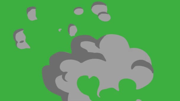 Animação Loop Vídeo Fumaça Elemento Cartoon Efeito Fundo Tela Verde — Vídeo de Stock