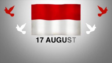 Bayrak, metin ve hareket bulanıklığı efektli Endonezya Mutlu Bağımsızlık Günü hakkında animasyon videosu