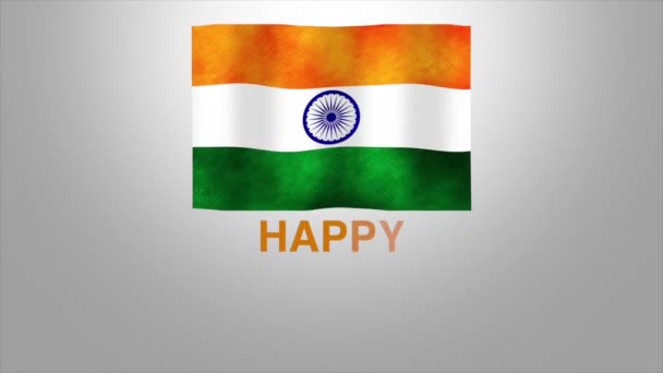 Animação Vídeo Sobre Feliz Independência Dia Índia Com Bandeira Texto — Vídeo de Stock