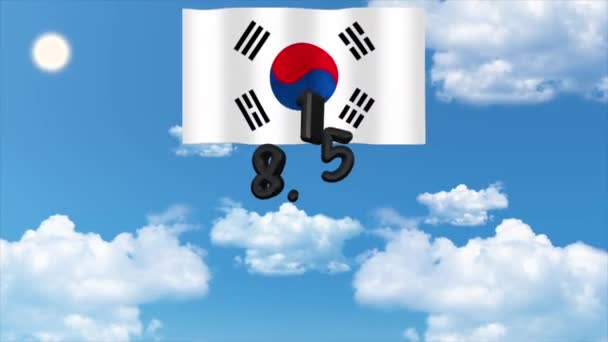 Animatie Video Nationale Bevrijdingsdag Korea — Stockvideo