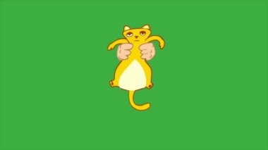 Yeşil ekran arkaplanındaki animasyon döngüsü video karikatür kedisi, yeşil arkaplan kullandığınız şeyi silin