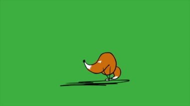 Yeşil ekran arkaplan üzerinde animasyon döngüsü video çizgi film Fox dansı, yeşil arkaplan silme kullandığınız yazılım düzenleme