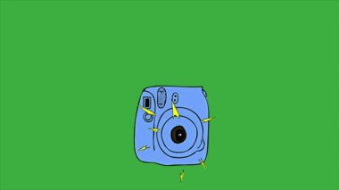 Yeşil ekran arka planında animasyon döngüsü video yemek çizgi film kamerası
