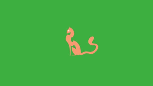 アニメーションループビデオ漫画 緑の画面背景にかわいい動物 緑の背景を削除する 使用するソフトウェアの編集 — ストック動画