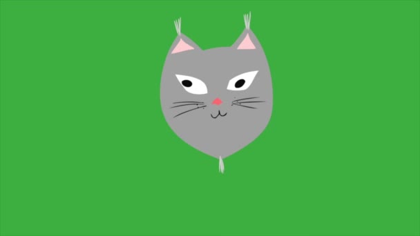 Animatie Lus Video Cartoon Kat Groen Scherm Achtergrond Verwijder Groene — Stockvideo