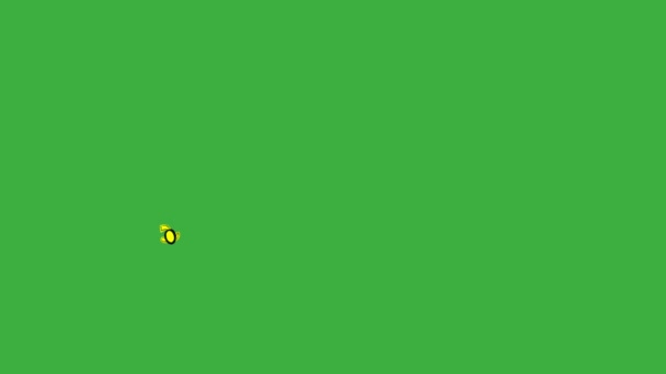 アニメーションループビデオ漫画グリーンスクリーンの背景に魚をパッファー 緑の背景の使用ソフトウェアの編集を削除する — ストック動画