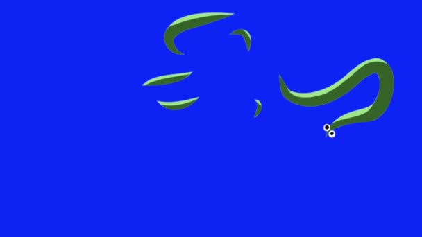 Animatie Lus Video Cartoon Slang Blauw Scherm Achtergrond Verwijder Blauwe — Stockvideo