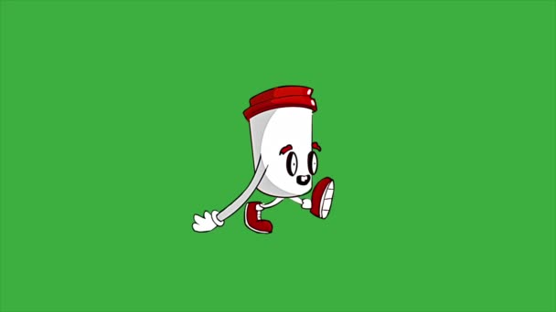 Boucle Animation Vidéo Nourriture Bouteille Dessin Animé Boisson Sur Fond — Video