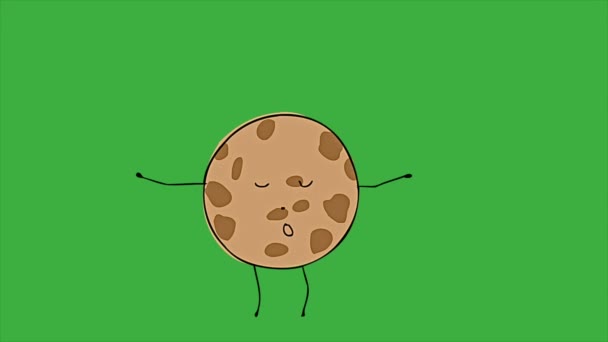 Animatie Lus Video Voedsel Cartoon Cookies Groen Scherm Achtergrond — Stockvideo