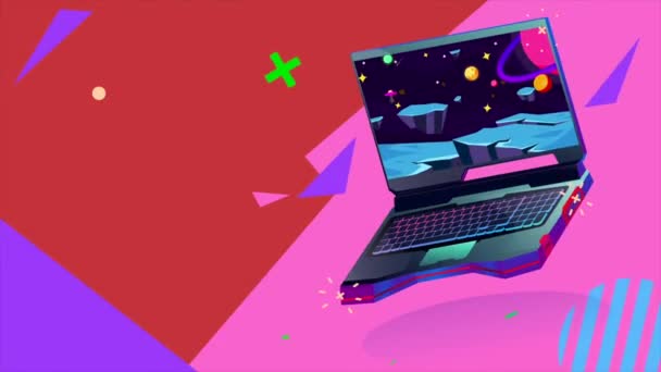 Animatie Video Laptop Gaming Abstracte Achtergrond — Stockvideo
