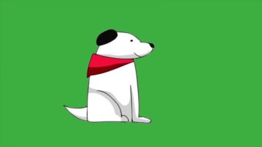 Yeşil ekran arka planında bir video animasyon döngüsü köpeği