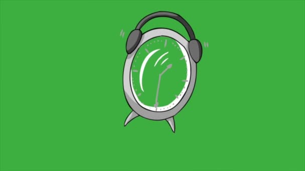 绿色屏幕背景下的视频动画循环报警钟 — 图库视频影像