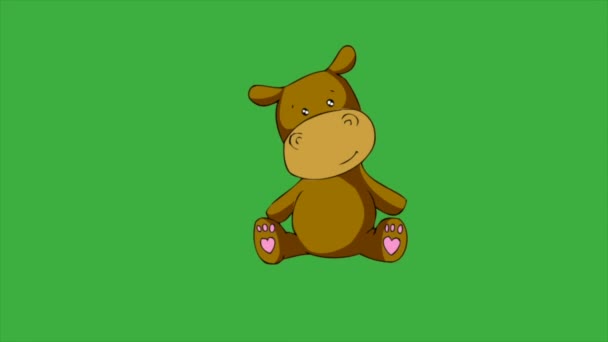 Animacja Wideo Pętla Zwierzę Lalka Zielonym Tle Ekranu — Wideo stockowe