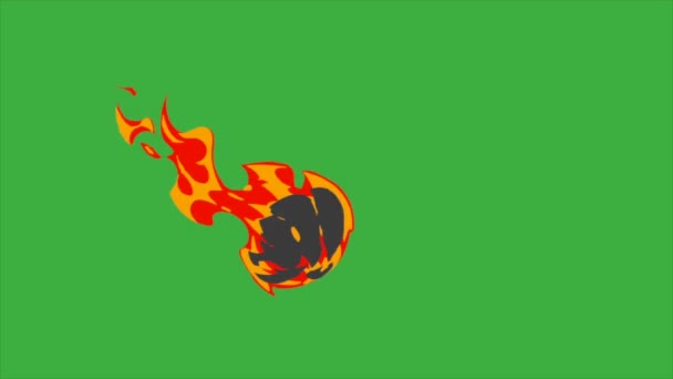 Video Animace Smyčka Element Efekt Karikatura Oheň Koule Zeleném Pozadí — Stock video