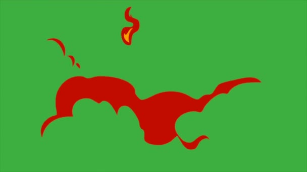 Ein Video Animationsschleifeneffekt Cartoon Feuer Auf Grünem Hintergrund — Stockvideo