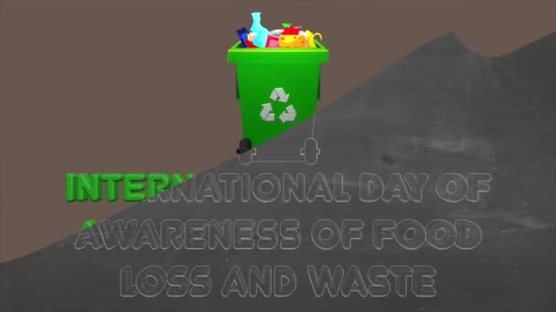 Animação Vídeo Sobre Dia Internacional Conscientização Sobre Perda Alimentos Desperdício — Vídeo de Stock