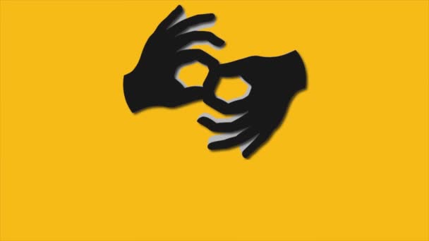 Sarı Arkaplanda Uluslararası Işaret Dilleri Günü Animasyon Videosu — Stok video