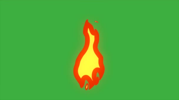 Animatie Lus Vuur Element Cartoon Effect Groen Scherm Achtergrond — Stockvideo