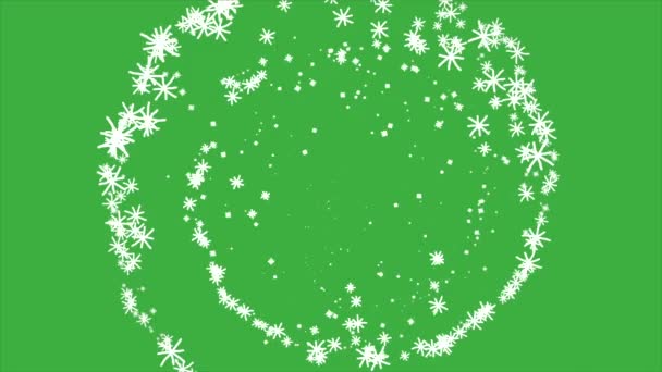 Animacja Pętla Magiczny Element Śniegu Efekt Kreskówki Zielonym Tle Ekranu — Wideo stockowe