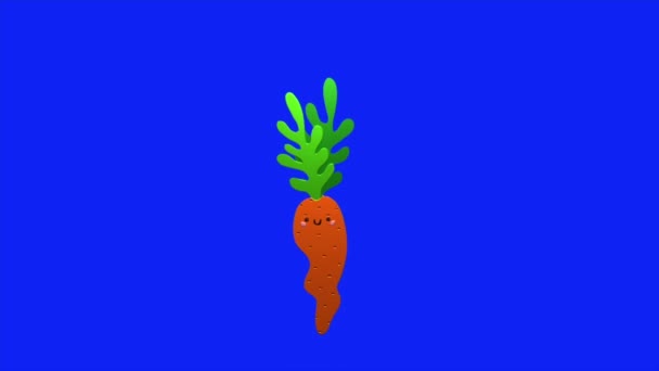 Animation Loop Video Cartoon Carrots Jump Blue Screen Background Remove — Stock Video