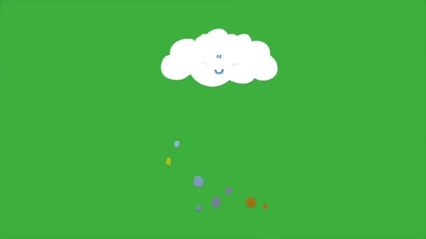Animacja Pętla Wideo Kreskówka Chmura Porusza Się Zielonym Tle Ekranu — Wideo stockowe
