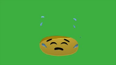 Çember şekilli çizgi film yüz ifadeleri yeşil ekran arka planında video döngüsü