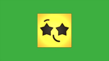 Kutu şekilli çizgi film yüz ifadeleri yeşil ekran arka planında video döngüsü