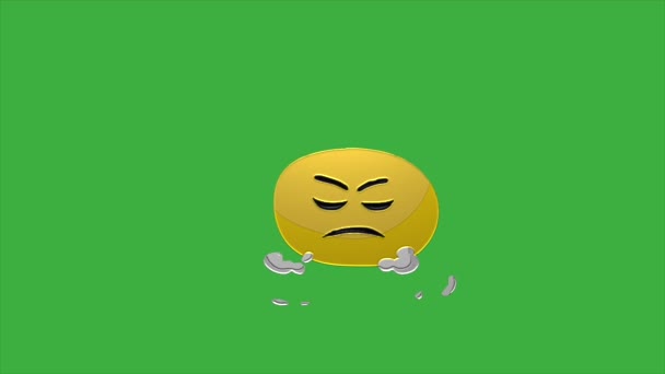 Kruh Tvaru Animované Kreslené Výrazy Obličeje Video Smyčka Zeleném Pozadí — Stock video