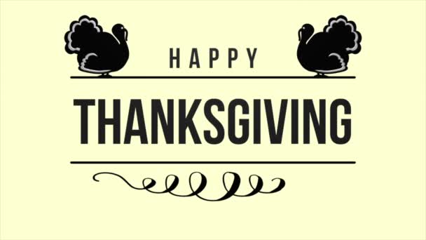 Animation Video Simple Text Happy Thanksgiving — Stock Video
