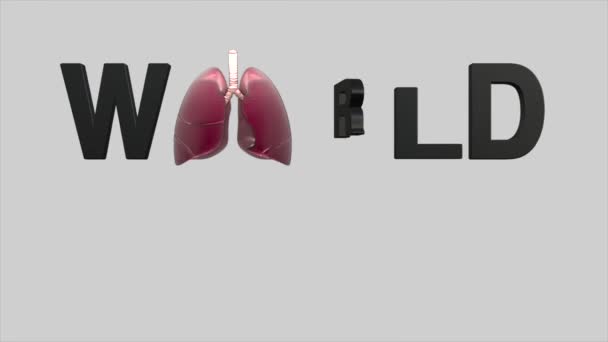 Animation Video Världen Lunginflammation Dag Grå Bakgrund — Stockvideo