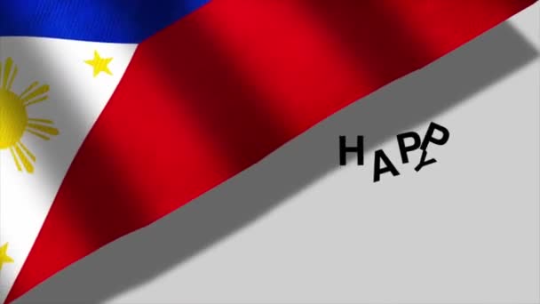 Gri Zemin Üzerinde Metin Bayrak Bulunan Mutlu Bonifacio Günü Hakkında — Stok video