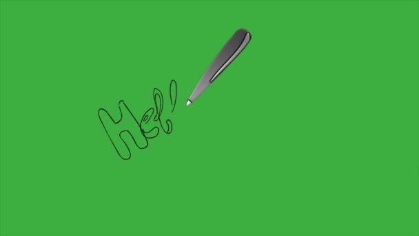 Merhaba Yazan Bir Kalemin Canlandırılmış Video Döngüsü Sonra Yeşil Ekran — Stok video