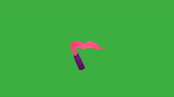 Cartoon Geanimeerde Video Lus Van Lippen Met Lippenstift Groen Scherm — Stockvideo