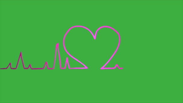 Кольцевая Анимация Логотипа Сердца Движущегося Зеленом Фоне Экрана — стоковое видео