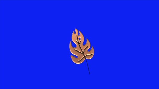 Video Loop Animation Moving Leaf Stem Blue Background — Stock Video