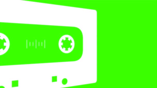 Retro Thema Animatie Video Een Witte Cassette Tape Bewegen Een — Stockvideo