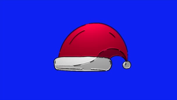 Animazione Dei Cartoni Animati Video Cappello Natale Uno Sfondo Blu — Video Stock