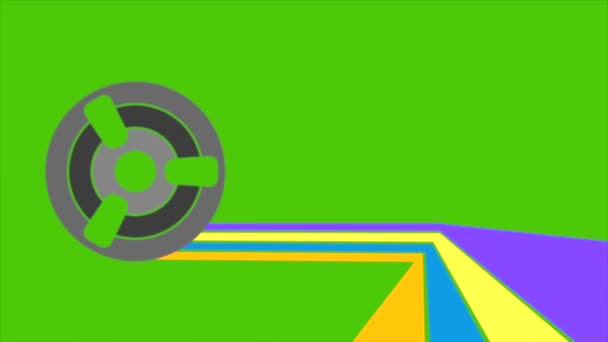 Ретро Тематичне Анімаційне Відео Коло Лінії Рухаються Зеленому Фоні — стокове відео