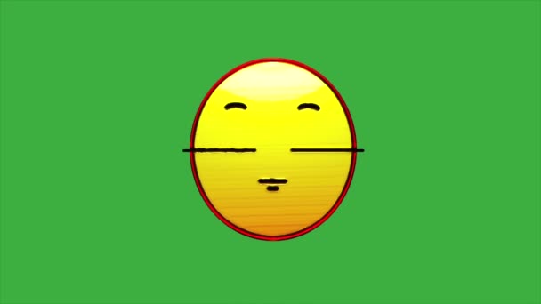 Ausdruck Cartoon Icon Face Animation Auf Grünem Bildschirmhintergrund — Stockvideo