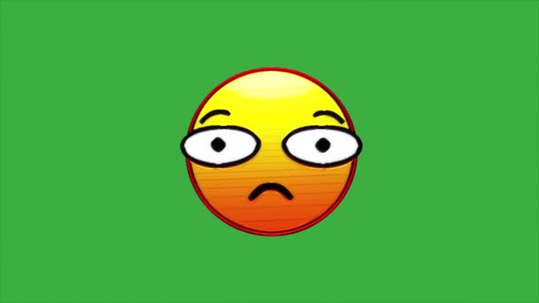 Ausdruck Cartoon Icon Face Animation Auf Grünem Bildschirmhintergrund — Stockvideo