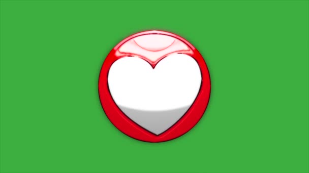 Animación Vídeo Dibujos Animados Logotipo Del Corazón Fondo Pantalla Verde — Vídeo de stock