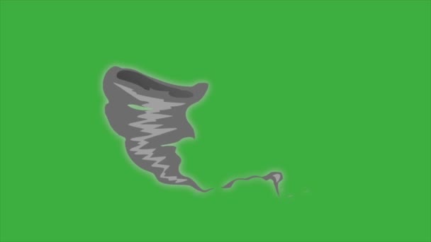 Animacja Pętla Element Wideo Efekt Kreskówki Tornado Zielonym Tle Ekranu — Wideo stockowe