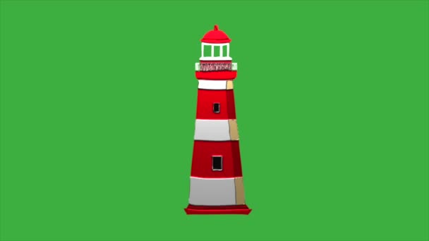 绿色屏幕背景上灯塔的循环视频动画 — 图库视频影像